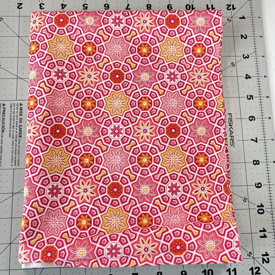 "Caleidoscopio rosa naranja amarillo flor Waverly tela de algodón 34"" L X 42"" W" Foto 1 de 1