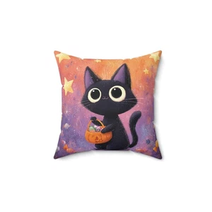 Halloween skurrile Katze Dekokissen und Bezug gruselig Wohndeko Akzentkissen - Bild 1 von 13