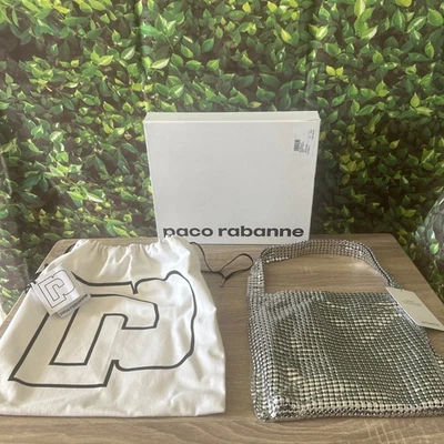 Paco RABANNE Pixel Hobo Mesh Silver Metallic Tote Bag New With Tags - Image 1 of 4
