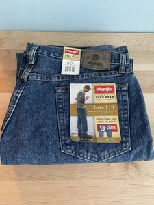 Wrangler Five Star Relaxed Fit 38 x 32 Blau Jeans Straight Leg U-Form Neu mit Etikett - Bild 1 von 5