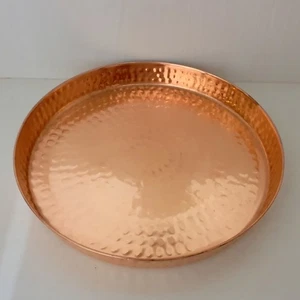 12 inch Vintage Hammered Design Food Serving Pure Water serving Copper Tray - Picture 1 of 8