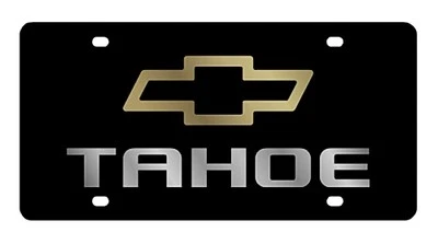 New Chevrolet Tahoe Gold Logo Acrylic License Plate - Imagem 1 de 2