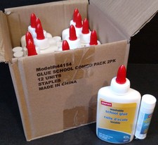 12X Staples Washable School Glue Combo Packs, 4 oz. w/Glue Stick ~
