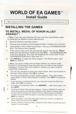 World Of EA Games PC CD-ROM 2005 Manual Booklet Only Allied Assault Black White - Image 1 of 4