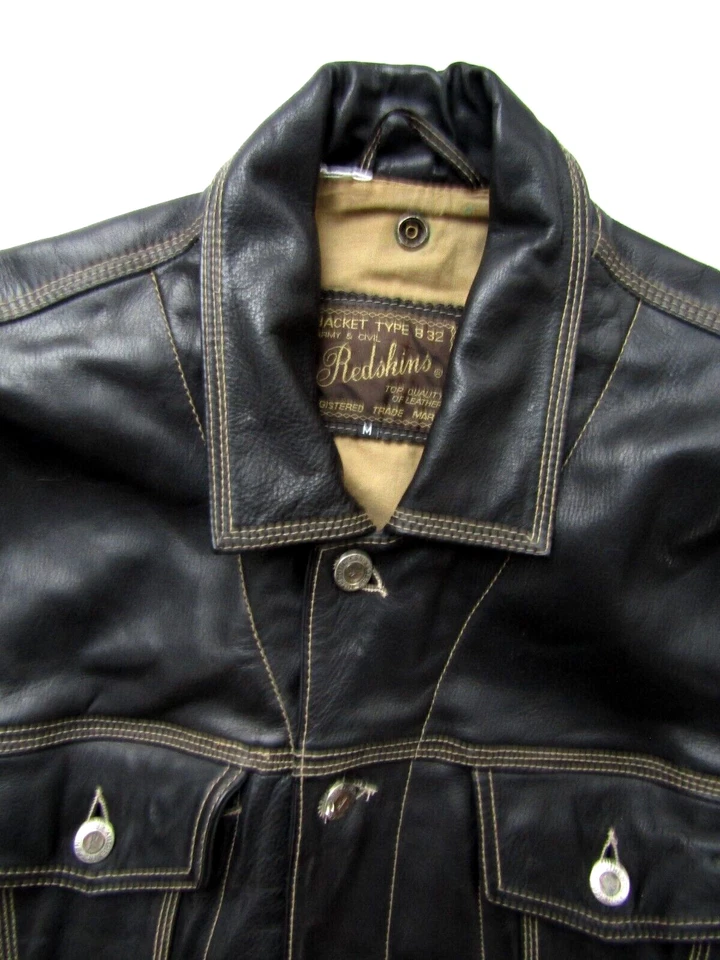 Redskins men's B32 leather bomber jacket Army & Civil medium black LJKTC422 - Image 1 of 4