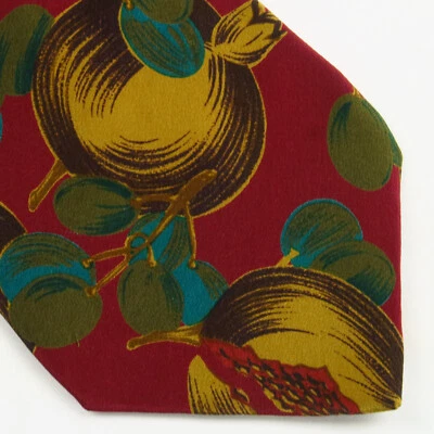 Chaps Ralph Lauren Mens Silk Neck Tie Colorful Botanical Fruit Leaves USA 55x4 - Image 1 of 4