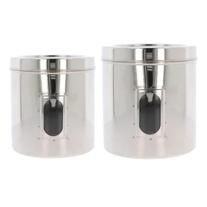 Latas de almacenamiento de cocina acero inoxidable ventana de visión Ubha Dabba grande - Imagen 1 de 13