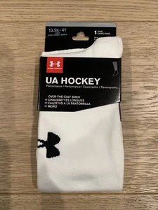 Under Armour U4331C1-White UA Hockey Over The Calf Sock 1 Pair Size 13.5K - 4Y - Picture 1 of 2