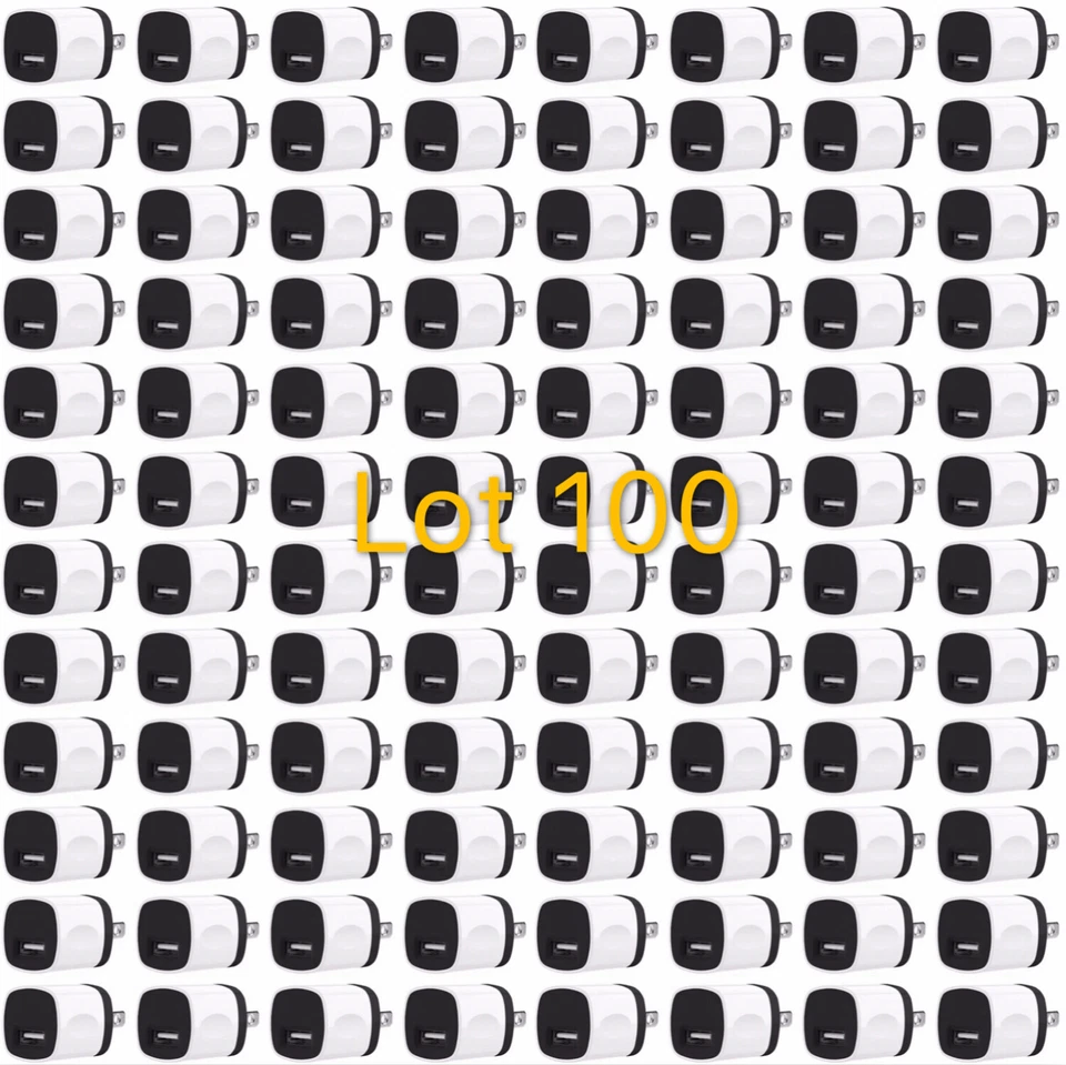 100x WHITE USB Wall Charger Plug Home Power Adapter US Outlet Fit iPhone 6 7 8 - Image 1 of 2