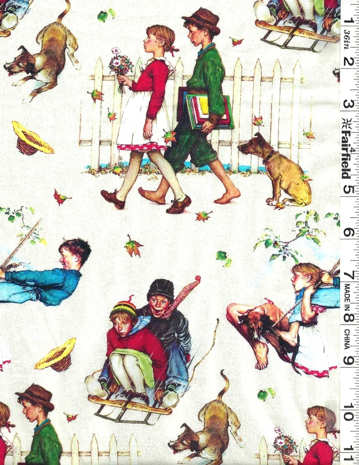 Norman Rockwell Young Love Digitally Printed by David Textiles bty - Image 1 of 1