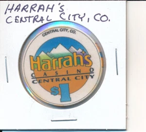 CENTRAL CITY COLORADO CASINO CHIP - HARRAH'S CASINO $1 - Picture 1 of 2