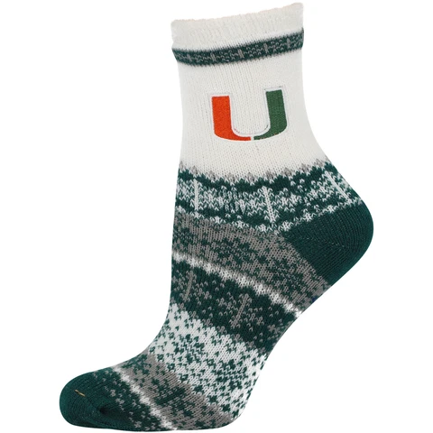 Women's ZooZatz Green Miami Hurricanes Team Color Holiday Socks Cover