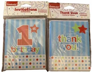 New 1st Birthday Party Invitations & Matching Thank You Cards. 8 Count each . - Picture 1 of 5