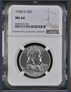 1958 D Franklin 50¢ NGC MS64 - Picture 1 of 2