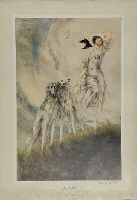 Louis Icart Joy of Life 1975 pôster impressão 28,5x20 art déco mulheres cachorros - Imagem 1 de 4