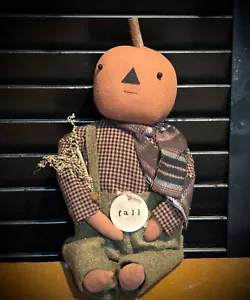 Grubby primitivo rustico autunno estate Halloween autunno Freddy bambola zucca 14 1/2" - Foto 1 di 16