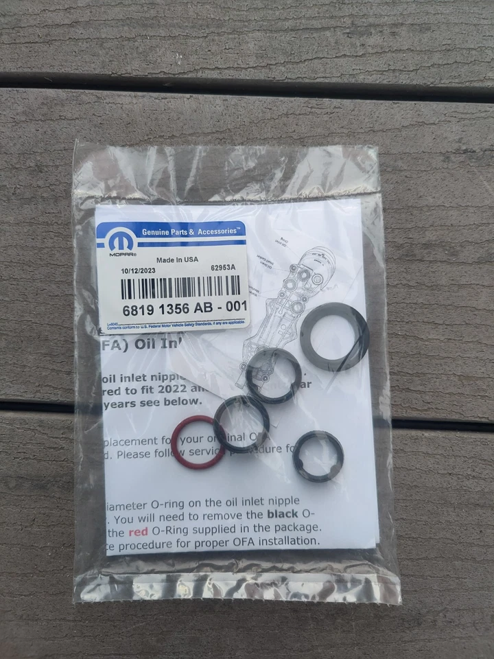 Sello de enfriador de aceite Mopar genuino para Jeep Wrangler JK JL 3,6 L 14-21 68191356AB Foto 1 de 1