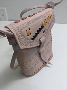 African Crossbody Genuine Natural Leather Handbag Shoulder Strap Off-White small - Picture 1 of 15