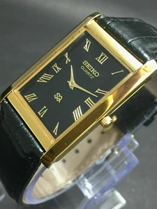 Seiko Slim Quartz Gold plated Roman Dial New Battery Japanese Men's Wrist Watch