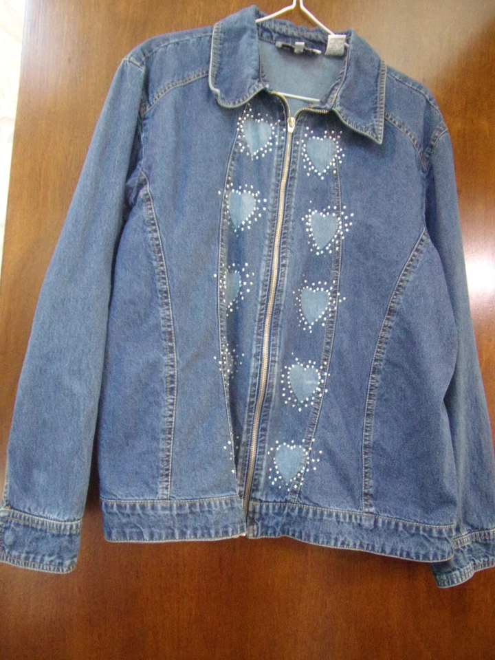 LADIES CATHY DANIELS EMBELLISHED DENIM JACKET SIZE XL - Image 1 of 1