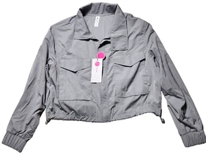 YOGALICIOUS Radiant Commuter Windbreaker jacket Crop Sleet Gray UPF 50+ size M - Picture 1 of 6