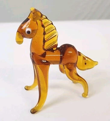 Hand Blown Glass Figurine Handmade Horse Pony Ornament from Collection - Image 1 of 4