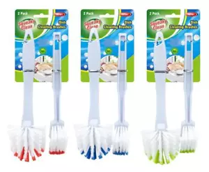 2 X Dish Scrubbing Brush Long Handle Kitchen Pot Scrubber Washing Cleaning Tool - Picture 1 of 4