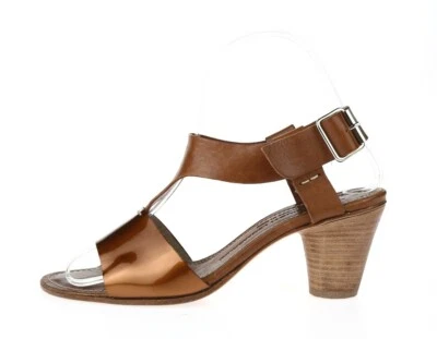 AGL Mujer Marrón Cuero Metálico Sandalias T-Strap Zapatos Talla 36.5 Foto 1 de 4