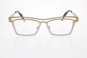 THEO ENGETSU 319 GOLD SILVER TITANIUM EYEGLASSES BELGIUM 53/15 MM W/ CASE - Picture 1 of 11