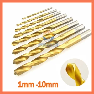 HSS Twist Drill Bits Titanium Coated 1mm - 10mm for Metal Stainless Steels Woods - Picture 1 of 17