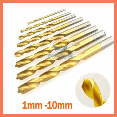 HSS Twist Drill Bits Titanium Coated 1mm - 10mm for Metal Stainless Steels Woods - Image 1 of 4