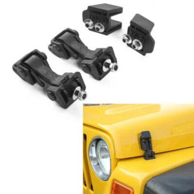 Hood Catch Lock Latch Buckle Brackets 2PCS For 1997-2006 Jeep Wrangler TJ Black - image 1 of 4