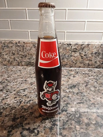 NC State Wolfpack Basketball - 1983 NCAA Champions Glass Coke Bottle Cover