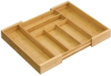Dapur Natural Bamboo Drawer Organizer for Kitchen Utensils Expandable Drawer New