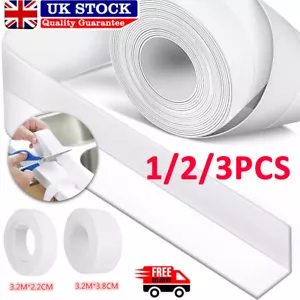 3Rolls 3.2Mx22/38MM Sealing Strip Bath Shower Sink Basin Edge White Sealant Tape - Picture 1 of 20