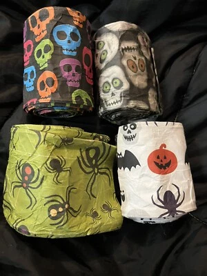 4-Rolls 3" Double Wire Paper Halloween Ribbon, Skeleton, Spider, Bat, Skull 👻🎃 - Image 1 of 4