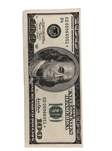 2001 Low Serial Number Star Note $100 Bill Miss Cut - Picture 1 of 3