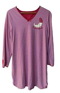 Camisón Mujer S M Rojo Blanco Rayas Apliques "No molestar" - Imagen 1 de 5