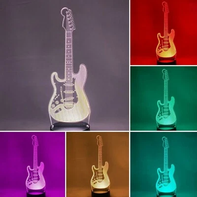 Guitarra elétrica 16 cores luz LED grande quase 12" de altura com controle remoto e frete grátis - Imagem 1 de 4