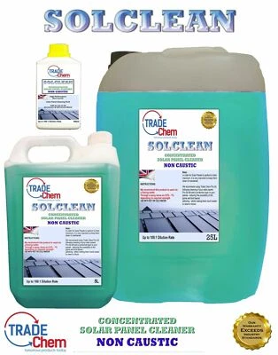 BRAND CHEMICALS Concentrated Solar Panel Cleaner Solclean Multi Listing 500ml - 25L Containers