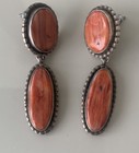 Vintage Navajo Sterling Spiny Oyster Dangle Pierced Earrings