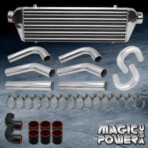 UNIVERSAL 8PC CHROME ALUMINUM INTERCOOLER PIPING KIT w/U PIPING & BLACK COUPLERS - Picture 1 of 1