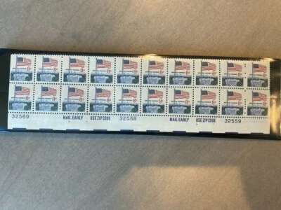 Scott #1338F US Plate Block 8c Flag Strip of 20 MNH F/VF OG - Image 1 of 3