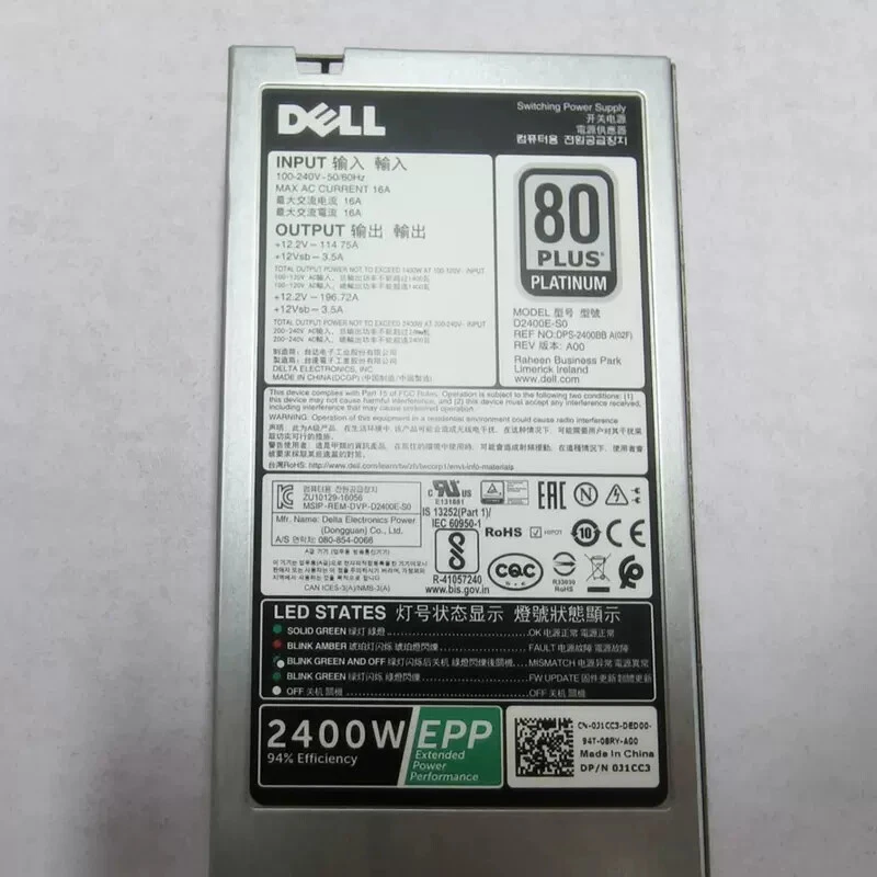 Dell 14th Generation Server 2400W EPP power supply 0J1CC3 DPS-2400BB A - Image 1 of 1