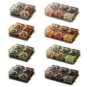 Divided Serving Tray Food Storage Lunch Organizer Portable Clear Fruit Snack Box - Picture 1 of 20