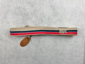 VINTAGE LACOSTE ALLIGATOR TAN / NAV / RED CANVAS BELT - SIZE 28 - NOS - Picture 1 of 4