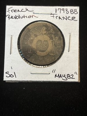 Circulado 1793 Bb Francia Sol “May82” Corrosión Revolución Francesa Foto 1 de 4