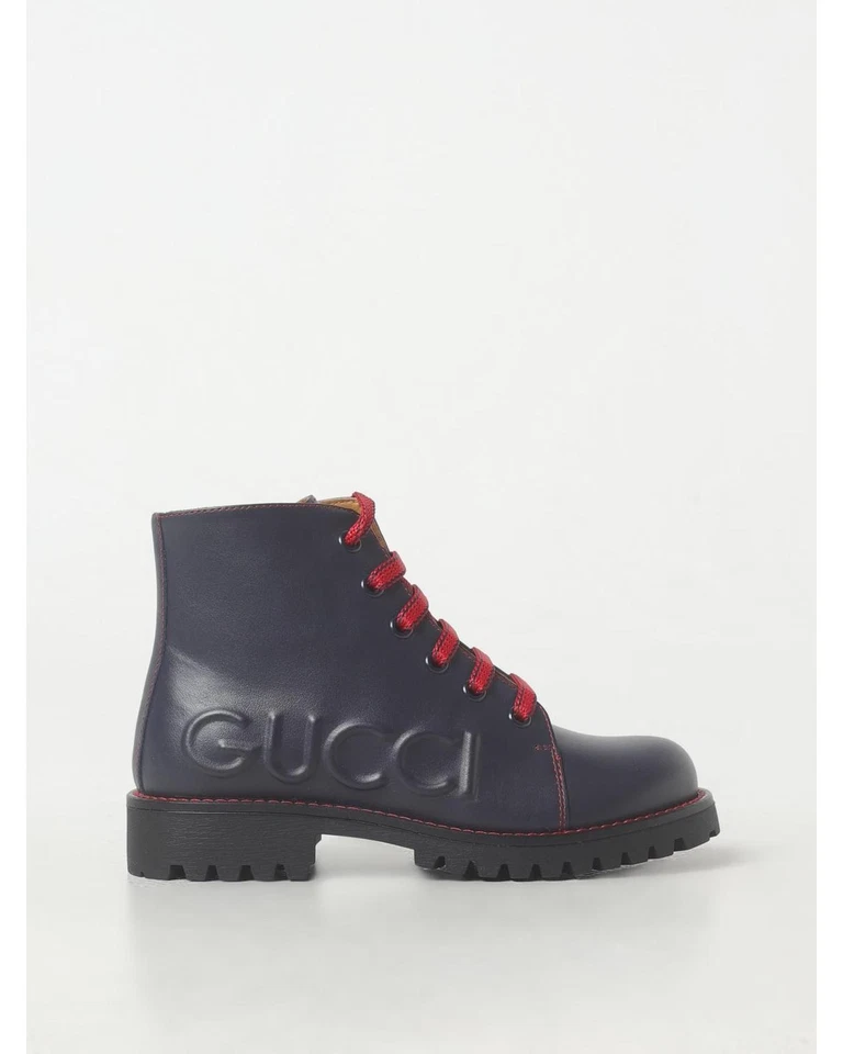 Botas con cordones de cuero Gucci zapatos azules para niños Foto 1 de 4