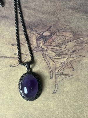 Collar colgante cabujón amatista plata de ley V504 Foto 1 de 4