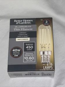 2 T6 LED Soft White Light Bulbs, 5 Watts (40W Equivalent) 2pk New - Picture 1 of 17